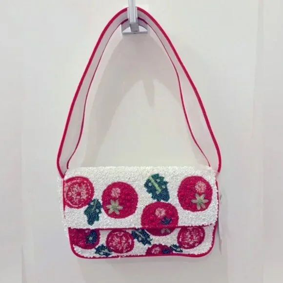 Handcrafted in India Viral Tik Tok Beaded Tomato Shoulder Handbag Tik Tok Viral - Picture 1 of 7